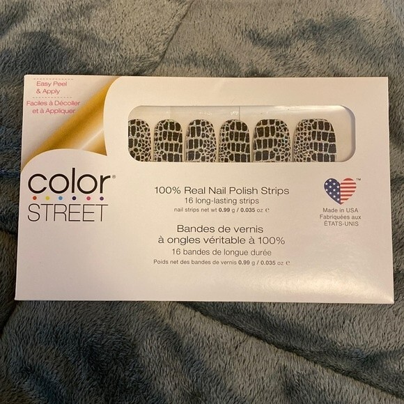 Color street Nail Polish Strips Black with Silver Sparkle Glitter - Picture 1 of 4